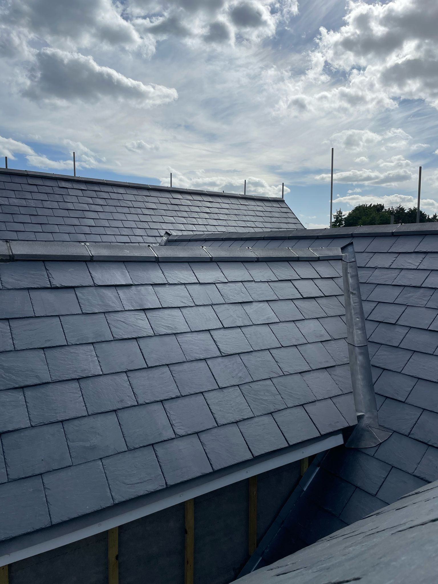 Completed slate roof valley detail